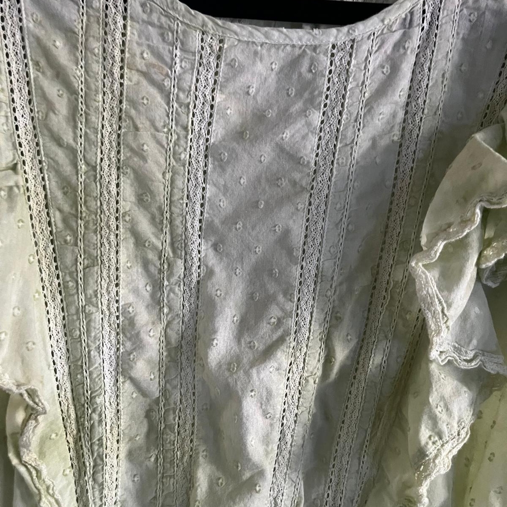 LoveShackFancy Pale Green Ruffle Mini Dress - Picture 2 of 5